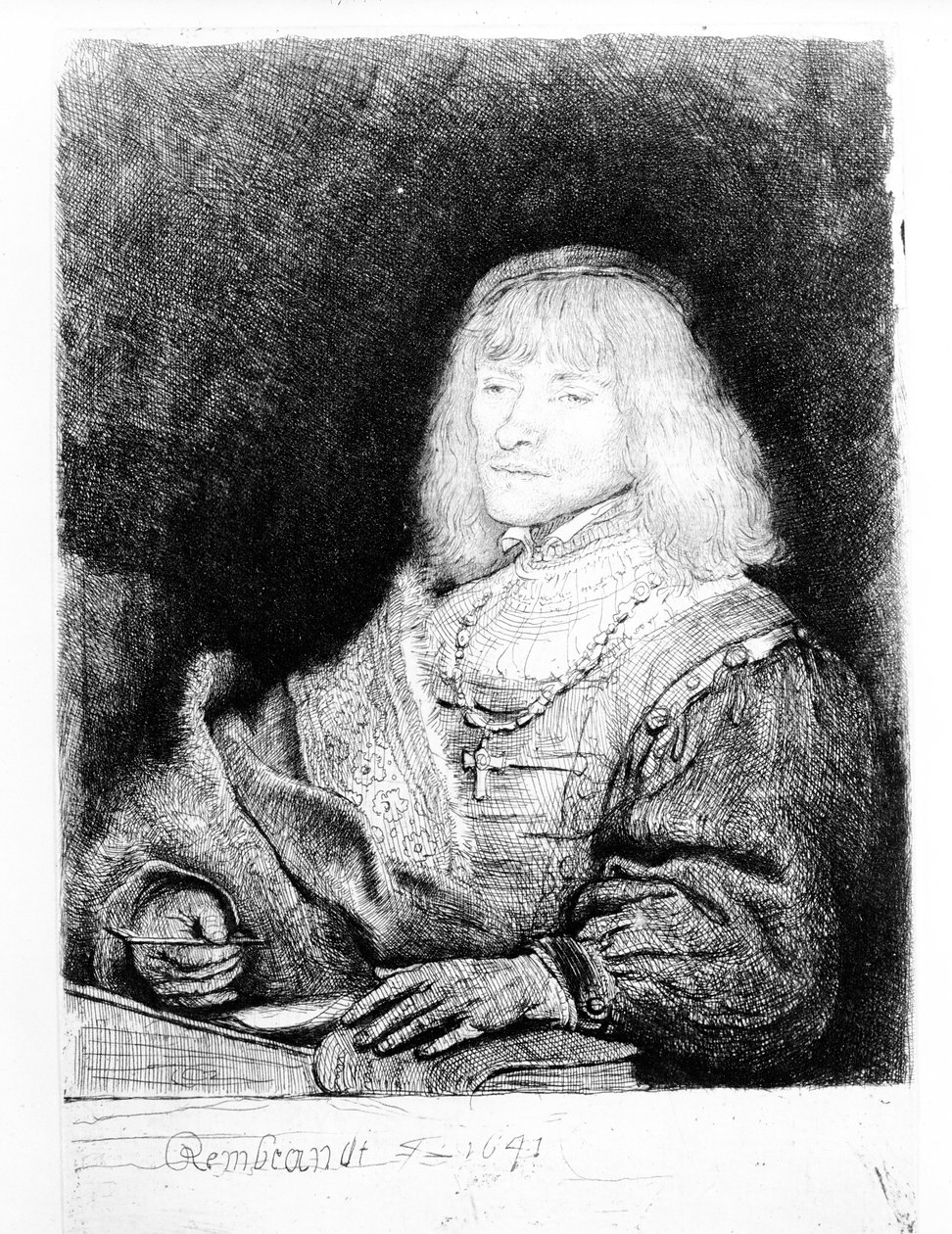 Porträtt av en man vid ett skrivbord, 1641 av Rembrandt van Rijn