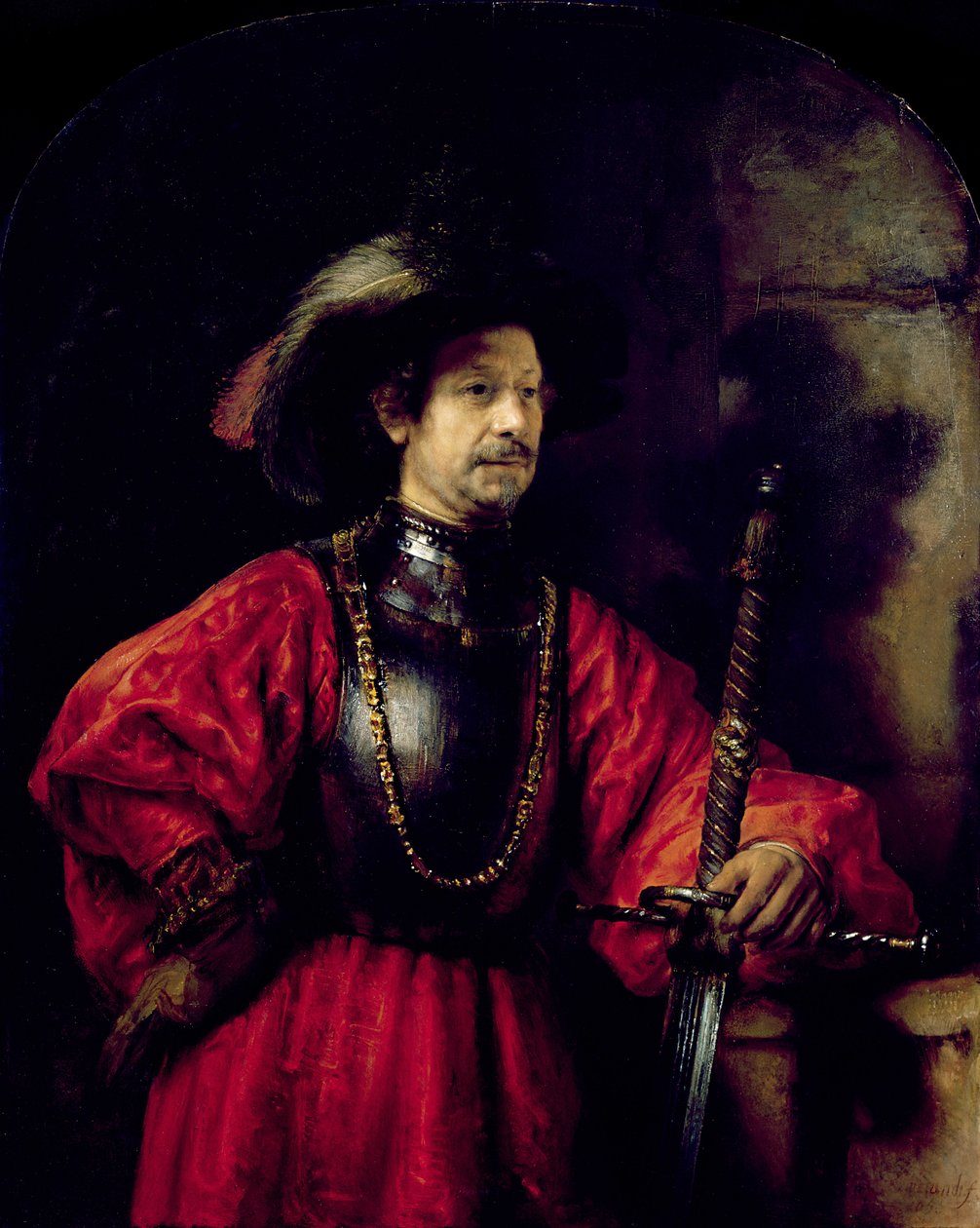 Porträtt av en man i militärdräkt, 1650 av Rembrandt van Rijn