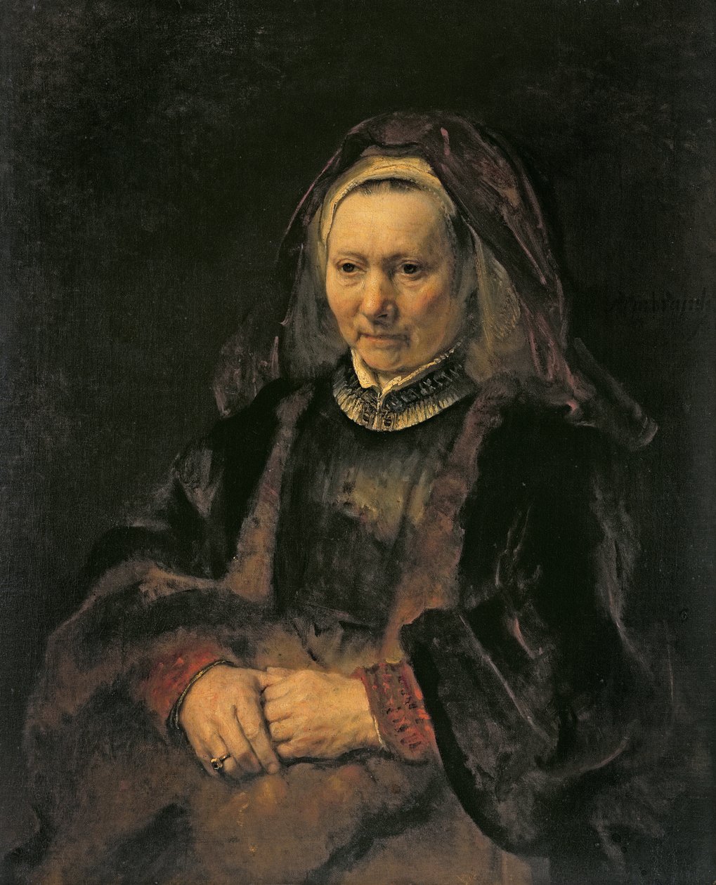 Porträtt av en äldre kvinna, ca. 1650 av Rembrandt van Rijn