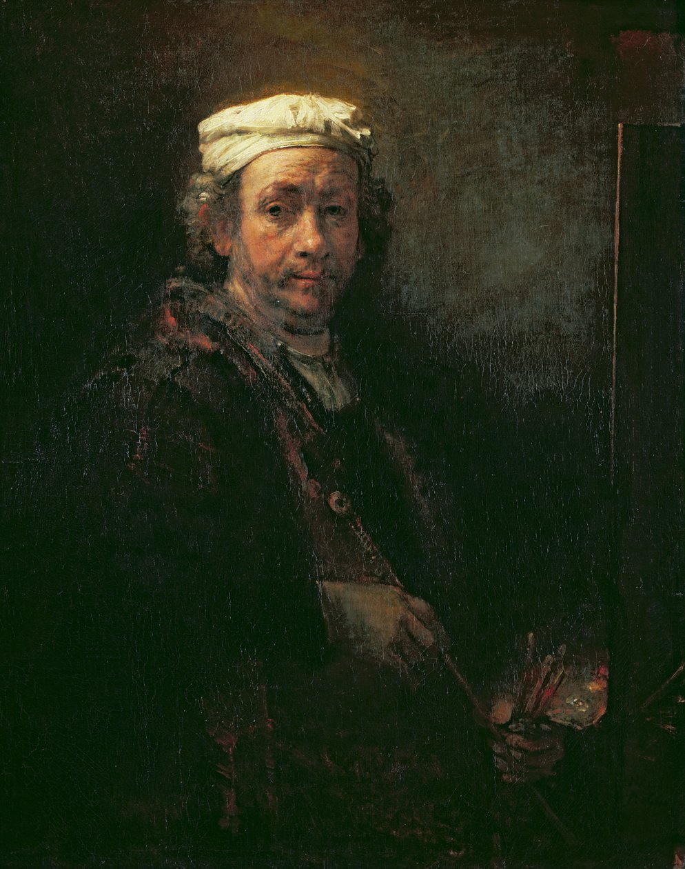 Porträtt av konstnären vid hans staffli, 1660 av Rembrandt van Rijn