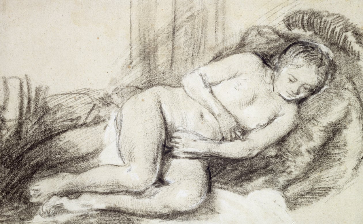 Liggande Kvinna Naken av Rembrandt van Rijn