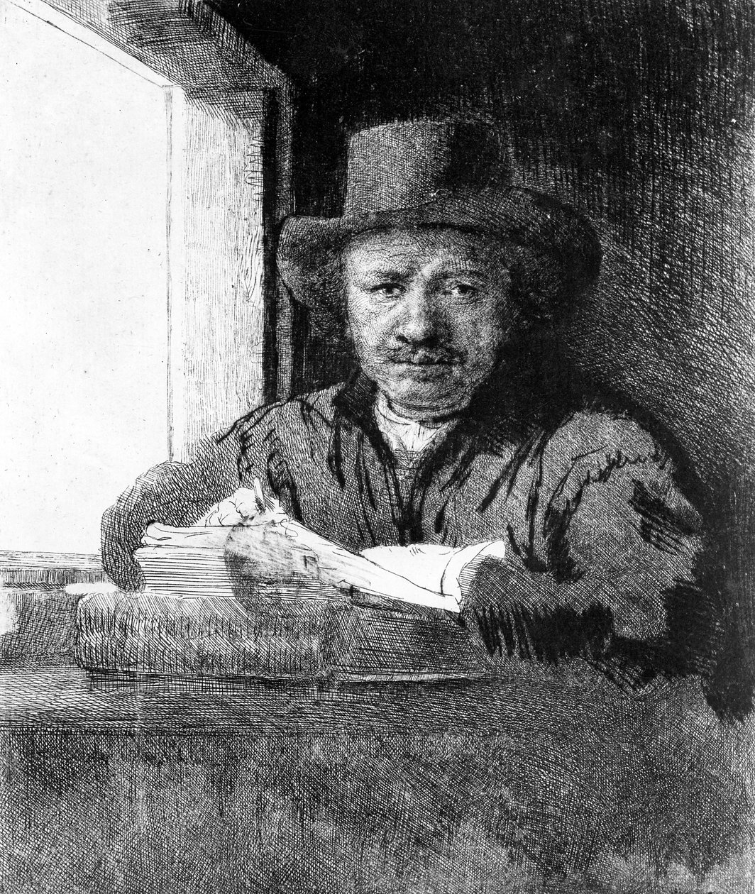 Självporträtt under teckning, 1648 av Rembrandt van Rijn