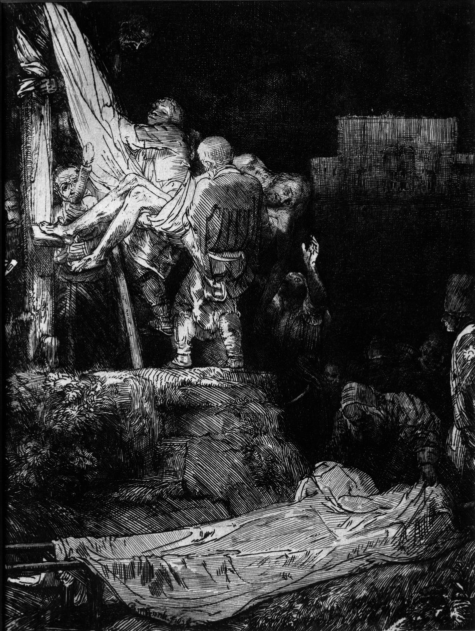 Nedstigningen från korset med en fackla, 1654 av Rembrandt van Rijn
