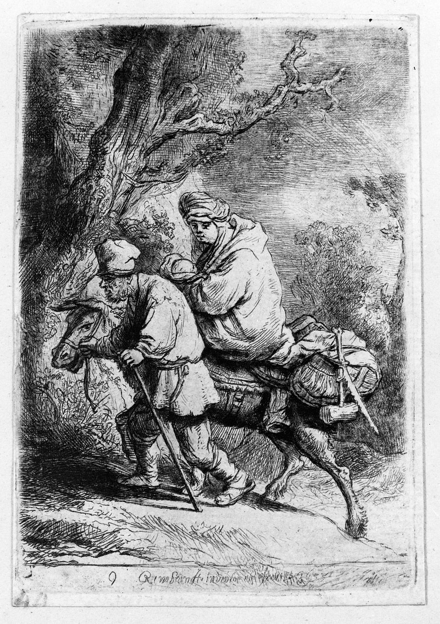 Flygningen till Egypten, 1633 av Rembrandt van Rijn