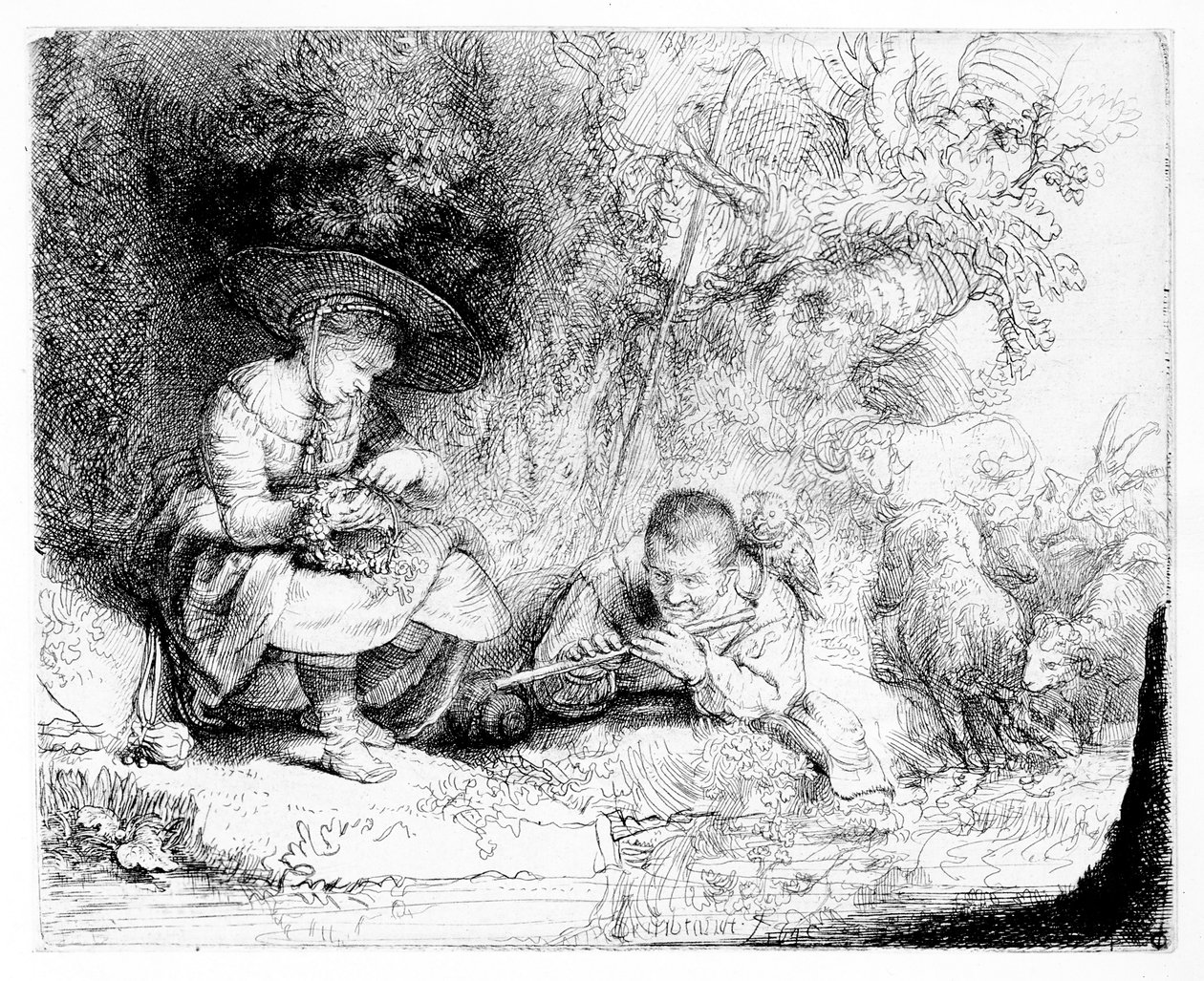 Flöjtspelaren, 1642 av Rembrandt van Rijn