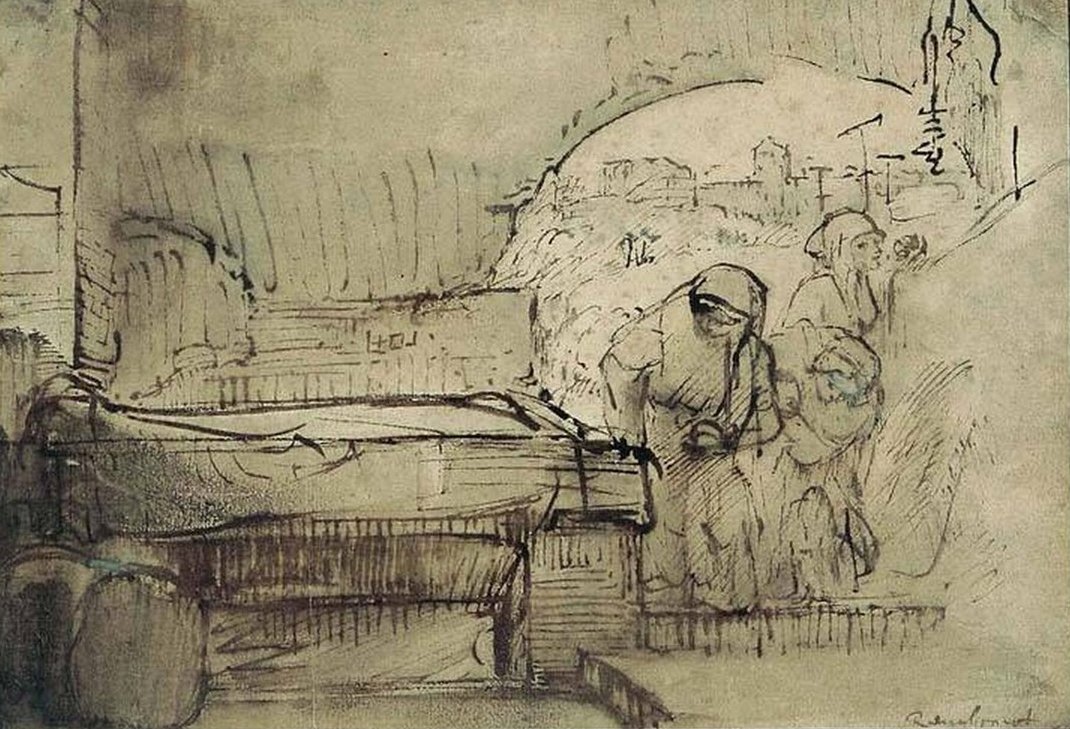 The Three Marys at the Tomb av Rembrandt van Rijn