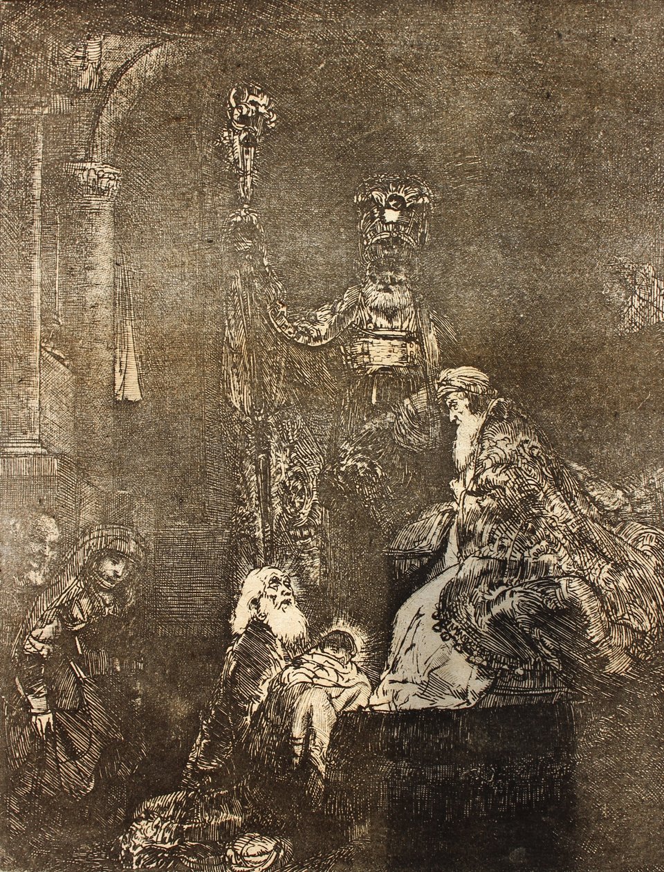 The presentation in the Temple in the dark manner av Rembrandt van Rijn