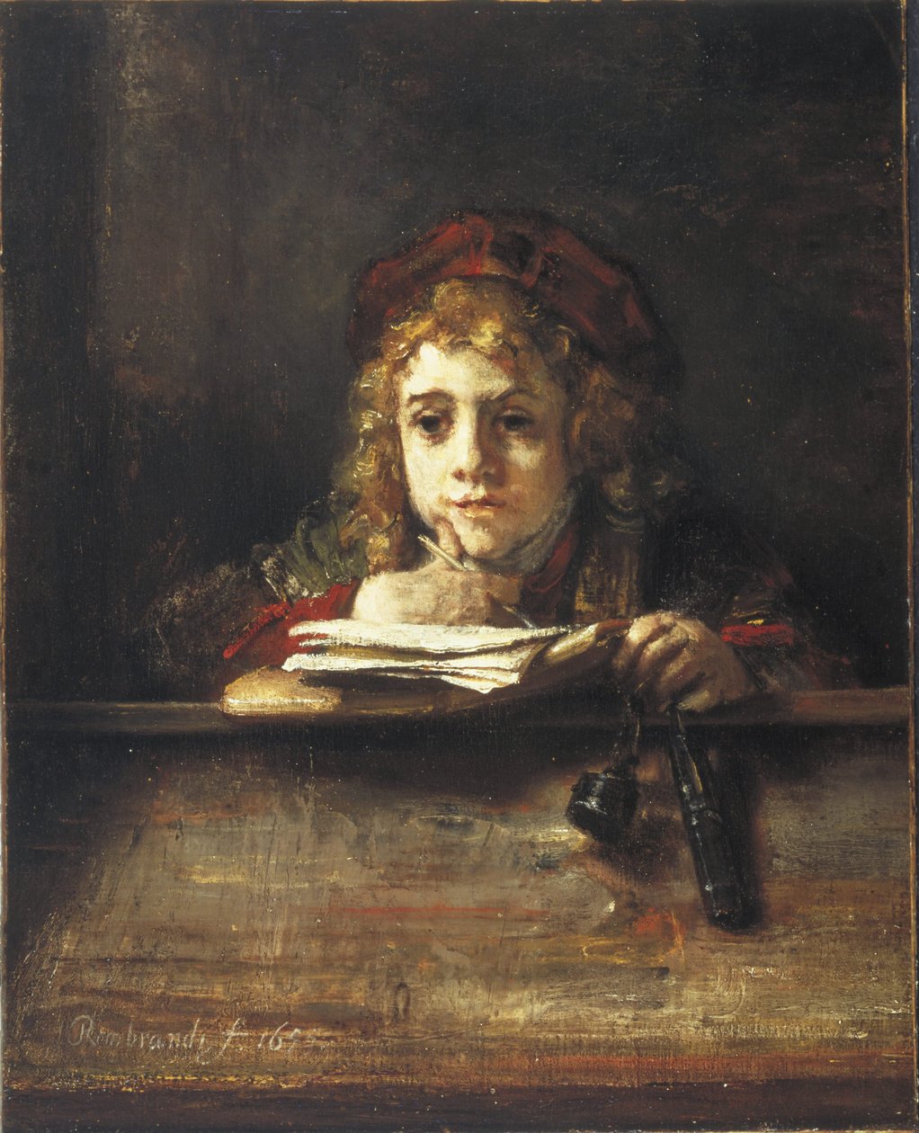 Titus vid sitt skrivbord av Rembrandt van Rijn