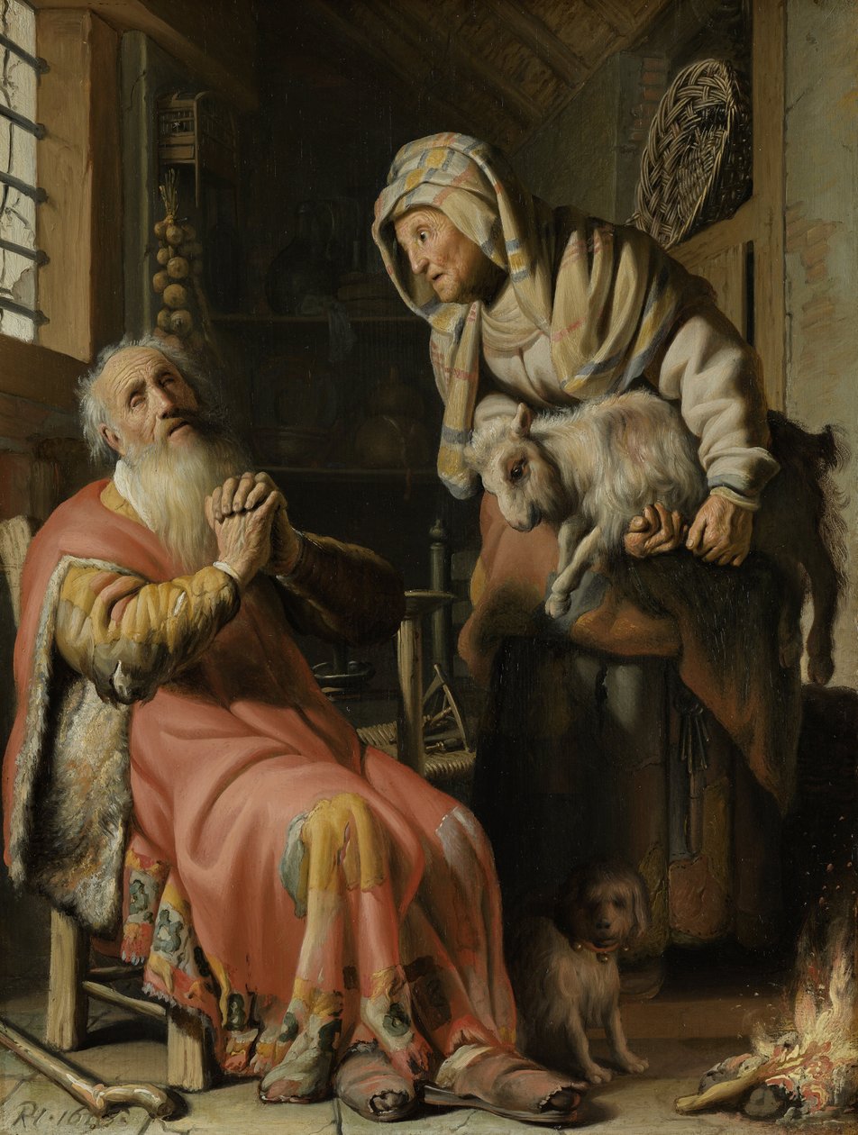 Tobit and Anna with the Kid goat av Rembrandt van Rijn