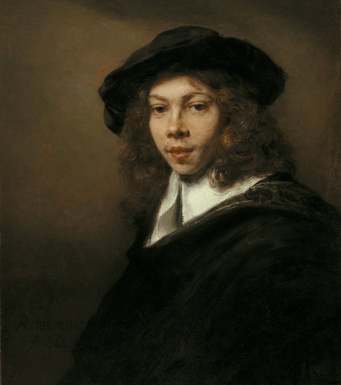 Young Man in a Black Beret av Rembrandt van Rijn