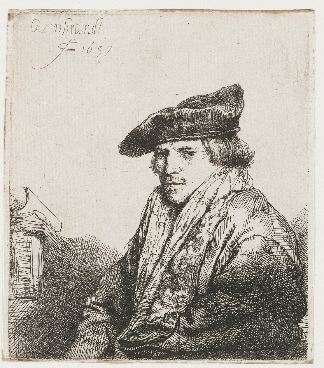 Young Man in a Velvet Cap av Rembrandt van Rijn