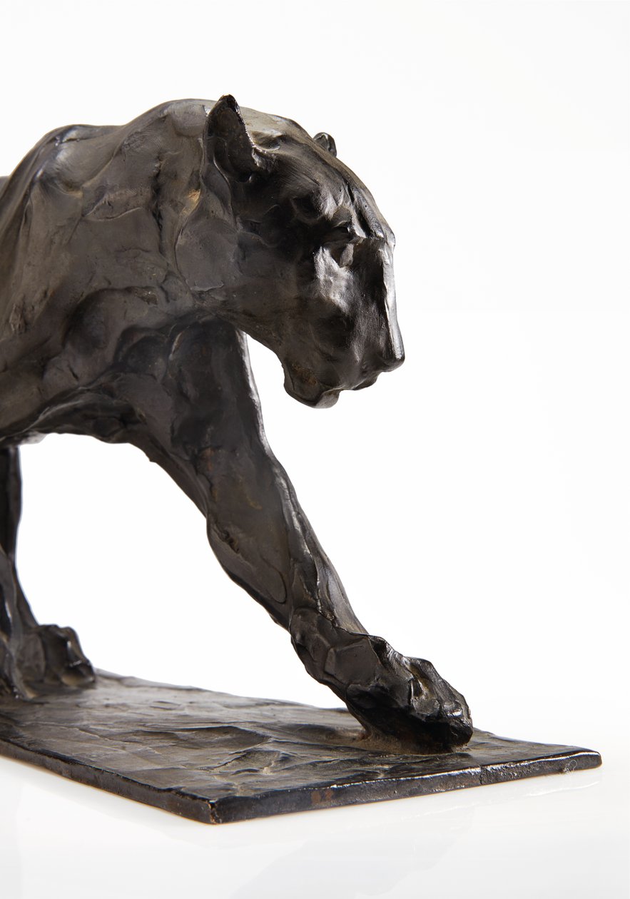 Panther walking, bakre ben höjt, ca 1904 (patinerad brons) av Rembrandt Bugatti