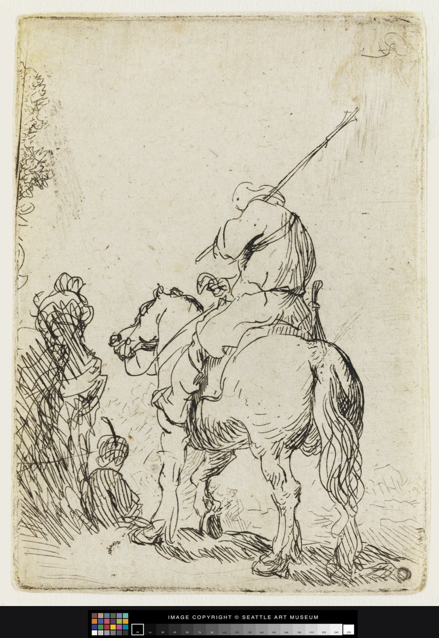 En turbansoldat till häst, ca 1632 (Etsning) av Rembrandt van Rijn