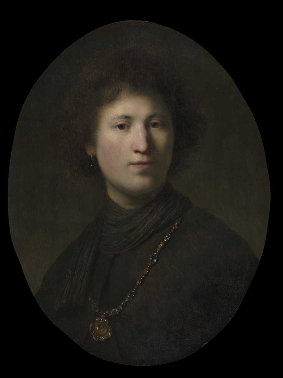 En ung man med en kedja, ca 1630 (olja på trä) av Rembrandt van Rijn