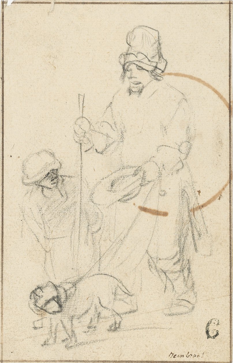 En blind tiggarpojke och en hund av Rembrandt van Rijn