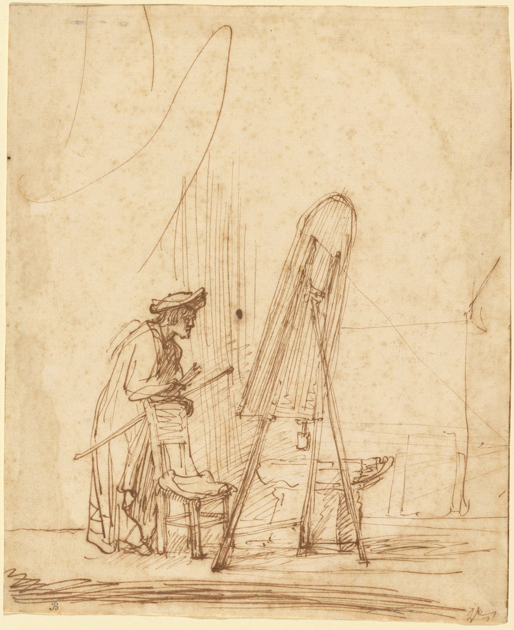 En konstnär i sin ateljé av Rembrandt Harmensz. van Rijn
