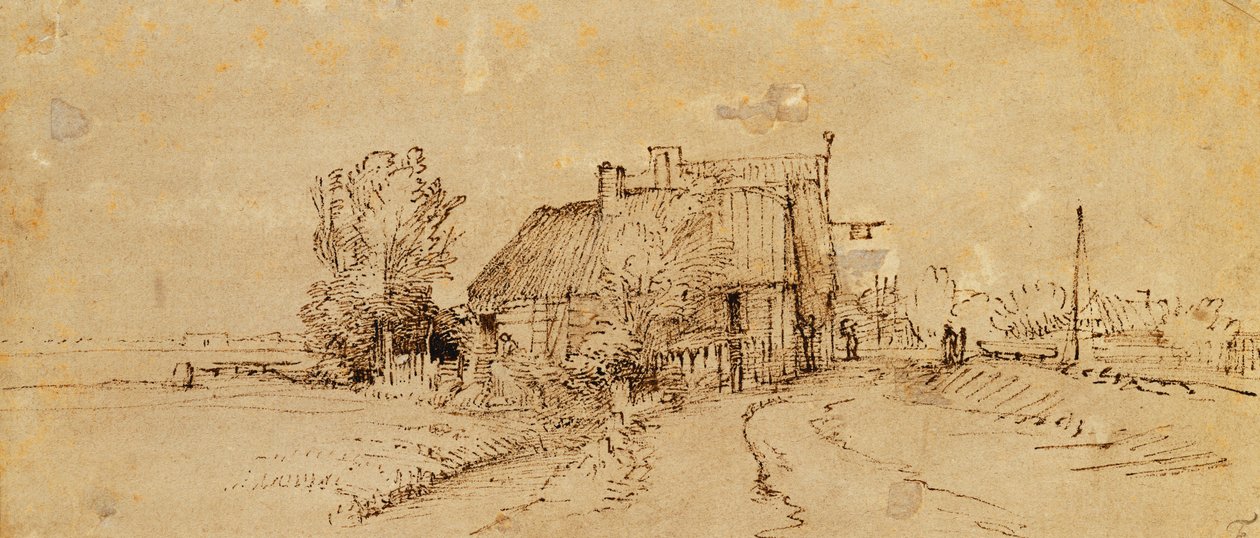 Ett värdshus vid en vägkant, av Rembrandt van Rijn