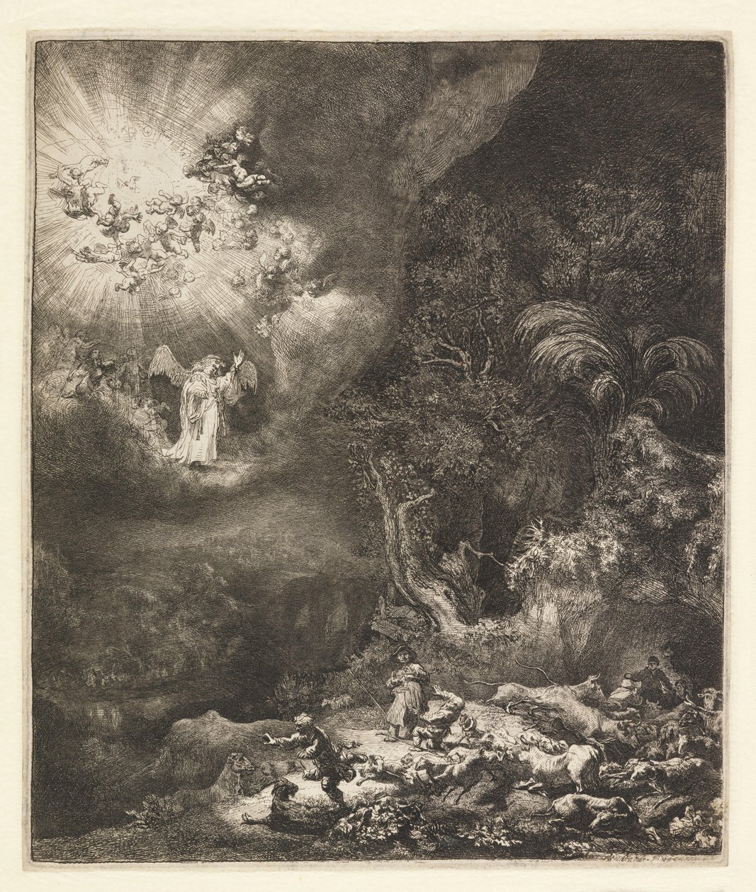 Tillkännagivande för herdarna, 1634 av Rembrandt van Rijn