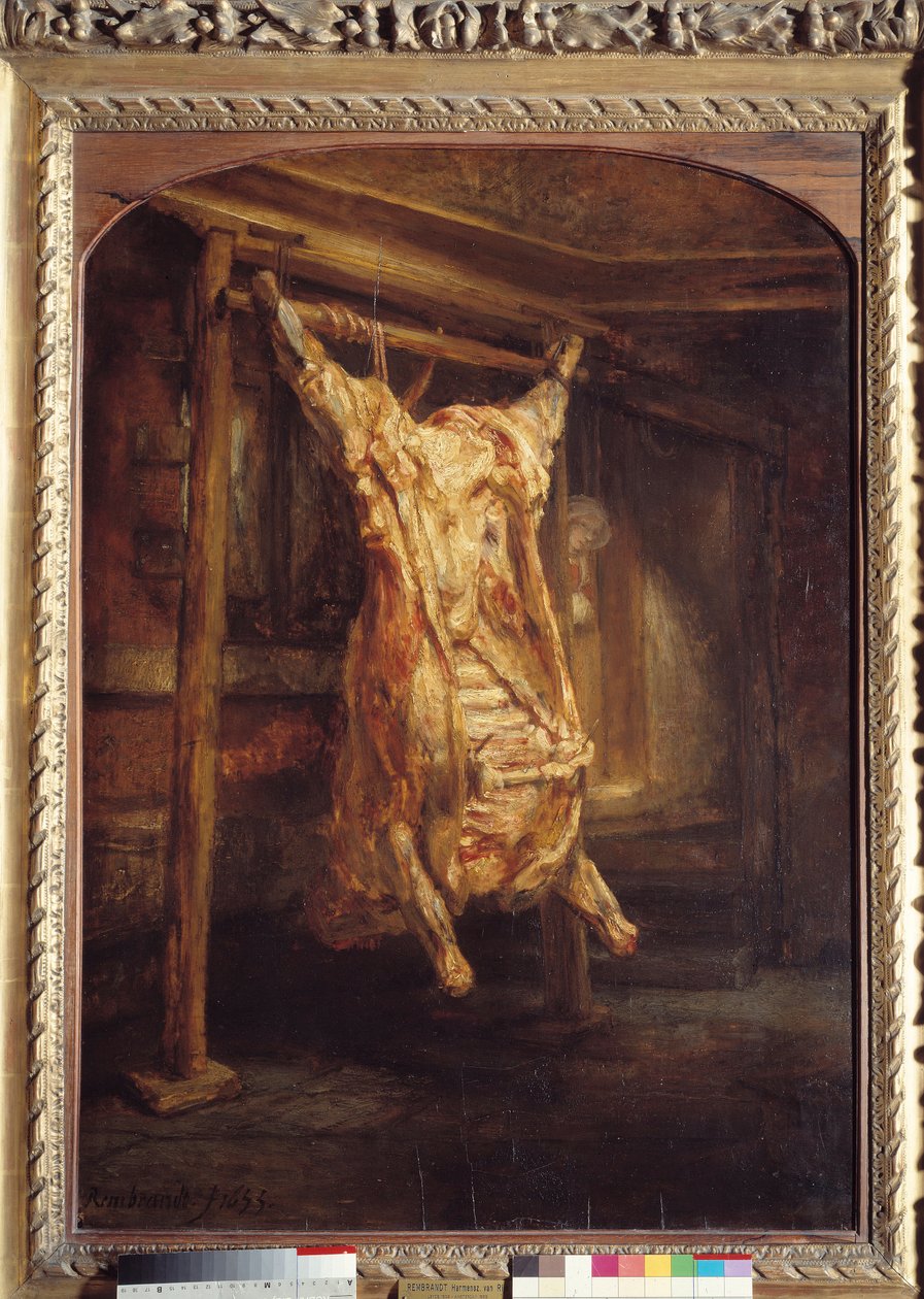 Nötbark Nötköttskropp separat. Målning av Harmensz Van Rijn Rembrandt (1606-1669) av Rembrandt van Rijn