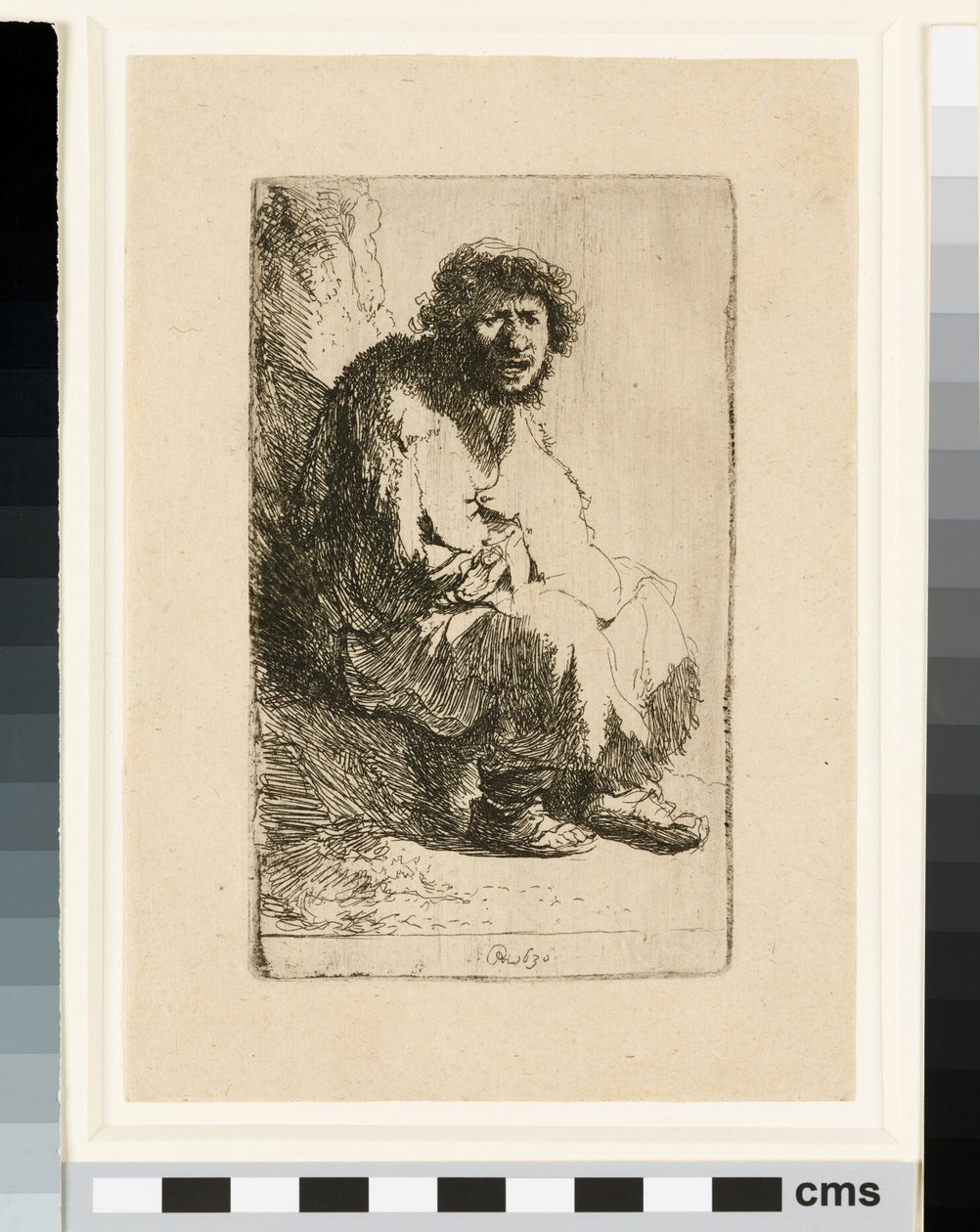 Tiggare som sitter på en bank av Rembrandt van Rijn