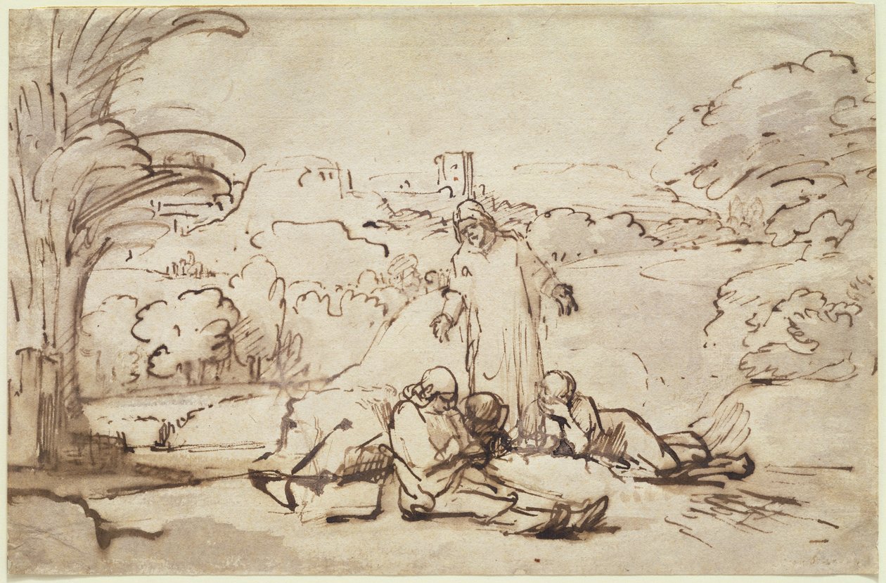 Kristus finner apostlarna sovande, ca 1654 av Rembrandt van Rijn