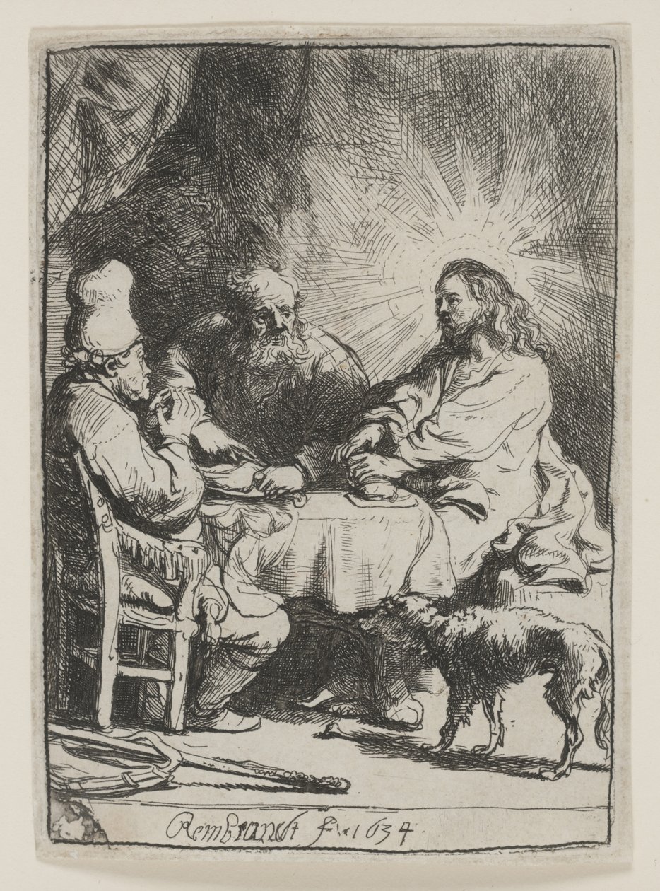 Kristus i Emmaus: Den mindre tallriken av Rembrandt van Rijn