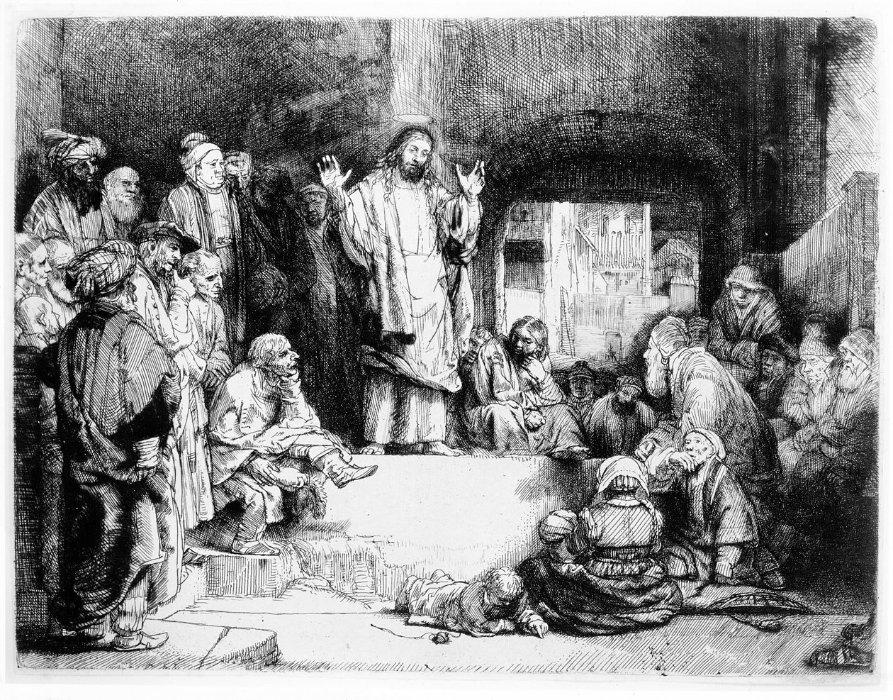 Kristus predikar, ca 1652 (etsning) av Rembrandt van Rijn