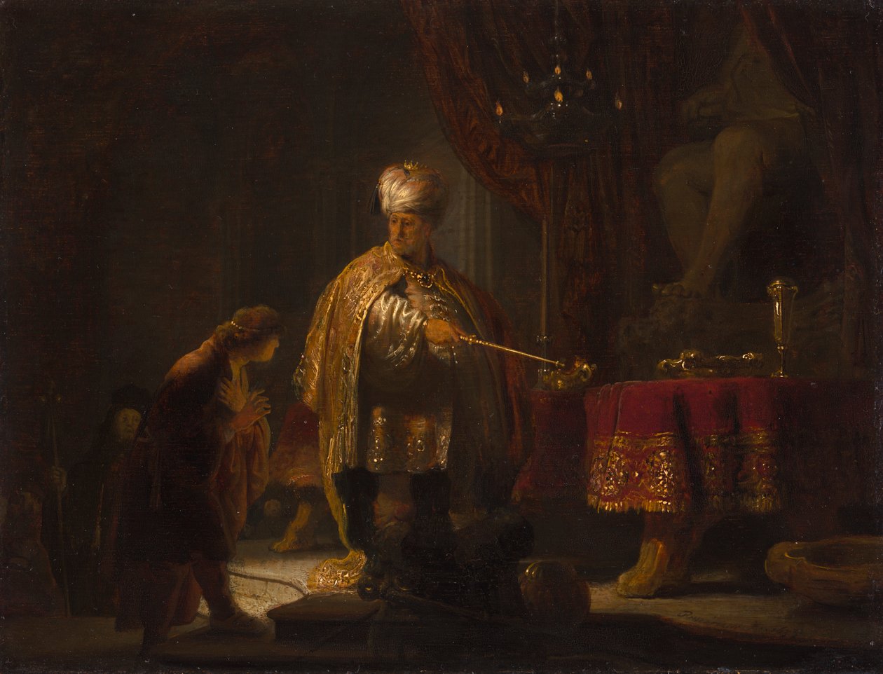 Daniel och Cyrus före Idol Bel av Rembrandt van Rijn
