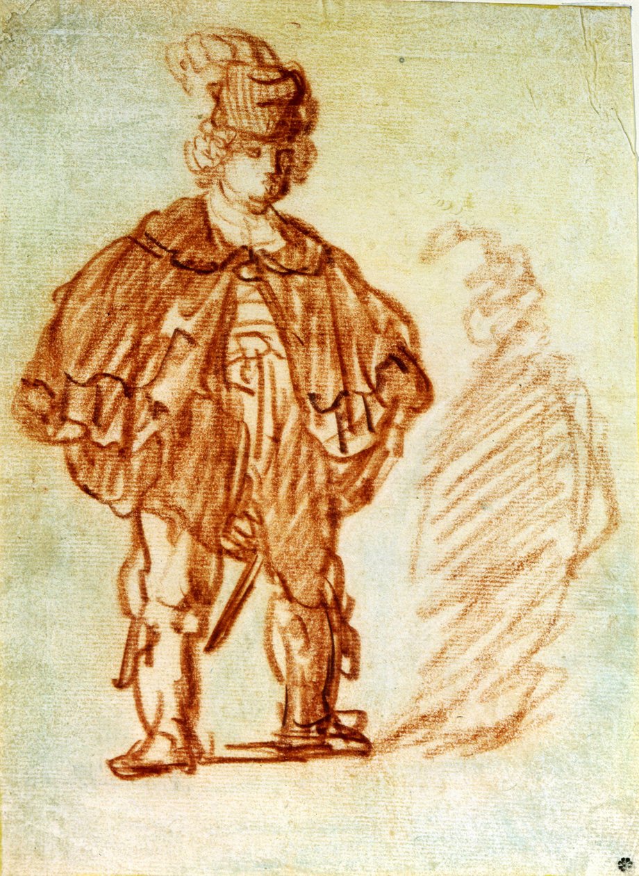 Etude av skådespelare. Design av Harmenszoon van Rijn denna Rembrandt (1606-1669) av Rembrandt Harmensz. van Rijn