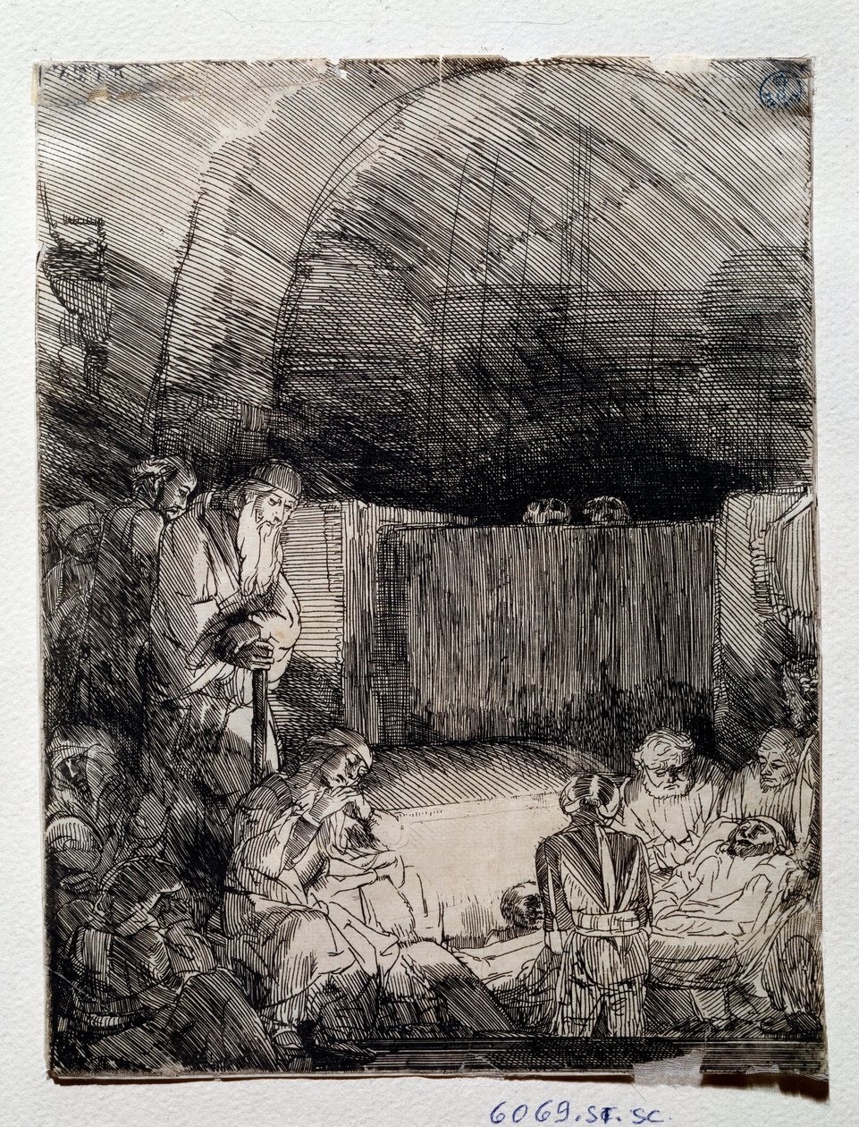 Utställning av frälsarens kropp Teckning av Rembrandt Harmenszoon van Rijn (1606-1669) Florens, Uffizi (kontor), Gabinetto Disegni e Stampe av Rembrandt van Rijn