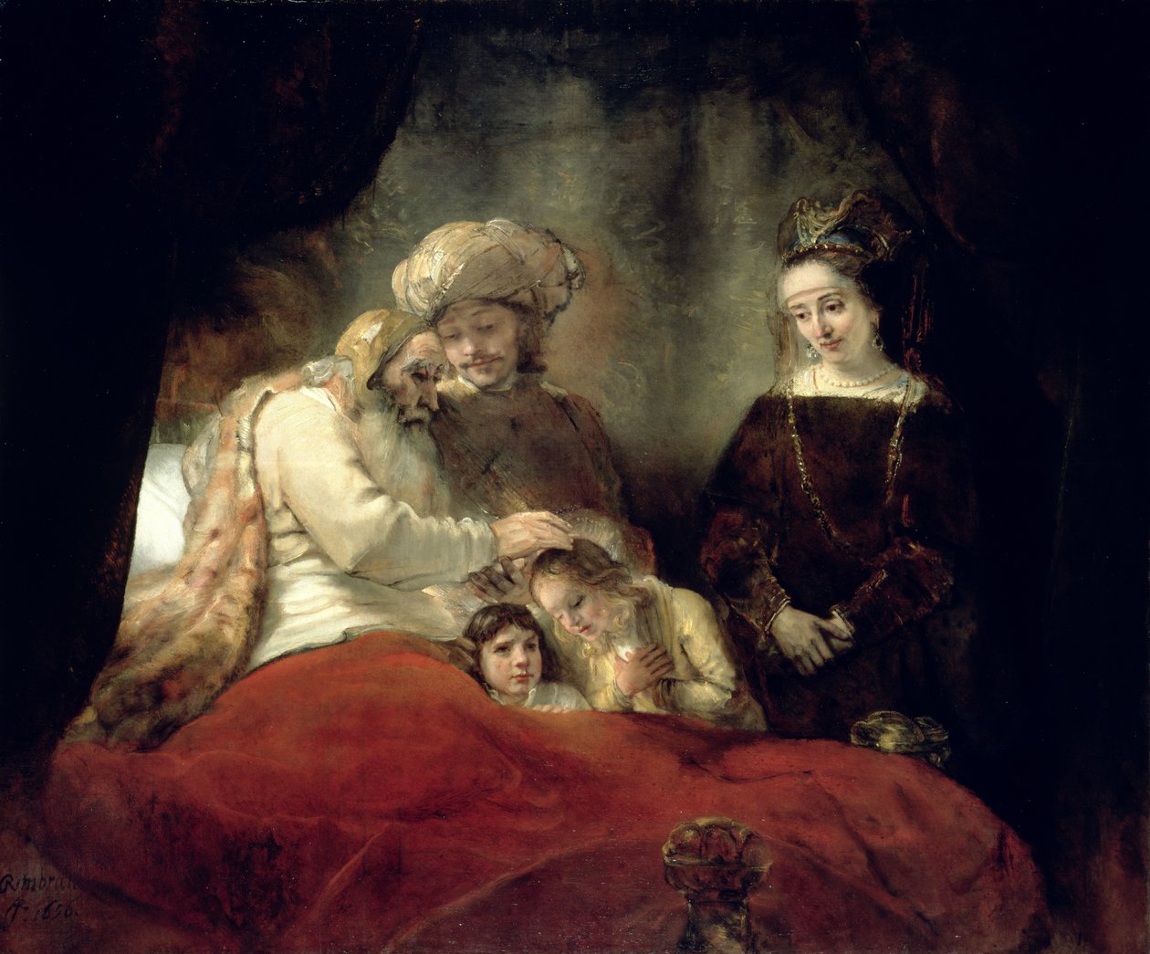 Jakob välsignar Josefs söner av Rembrandt van Rijn