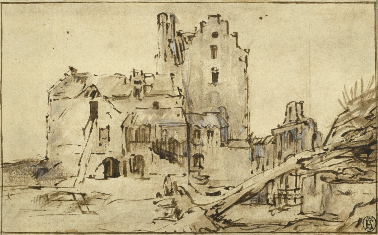 Kostverlorens slott i förfall, 1652-57 av Rembrandt van Rijn