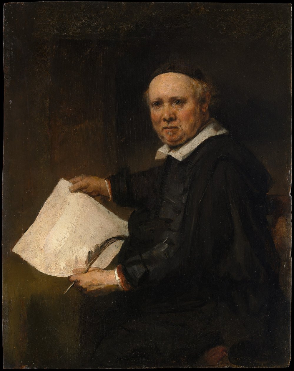 Lieven Willemsz van Coppenol (olja på ek) av Rembrandt van Rijn