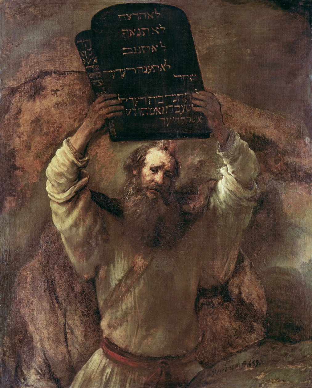 Moses krossar lagens tavlor av Rembrandt van Rijn