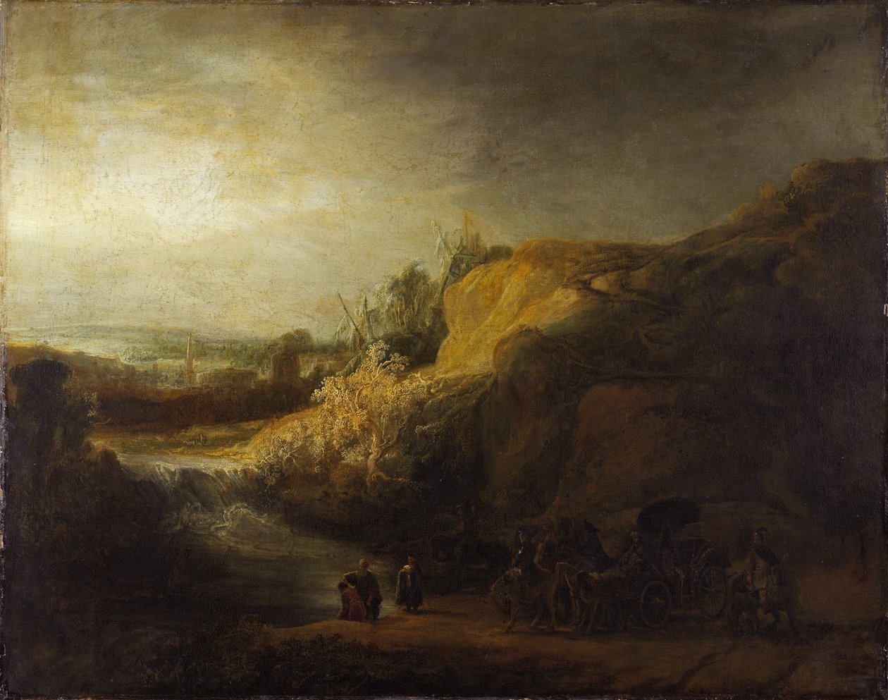 ""Landskap med eunucks dop"" Målning av Rembrandt van Rhijn (1606-1669) 1640 Niedersachsisches Landesmuseum, Hannover av Rembrandt Harmensz. van Rijn