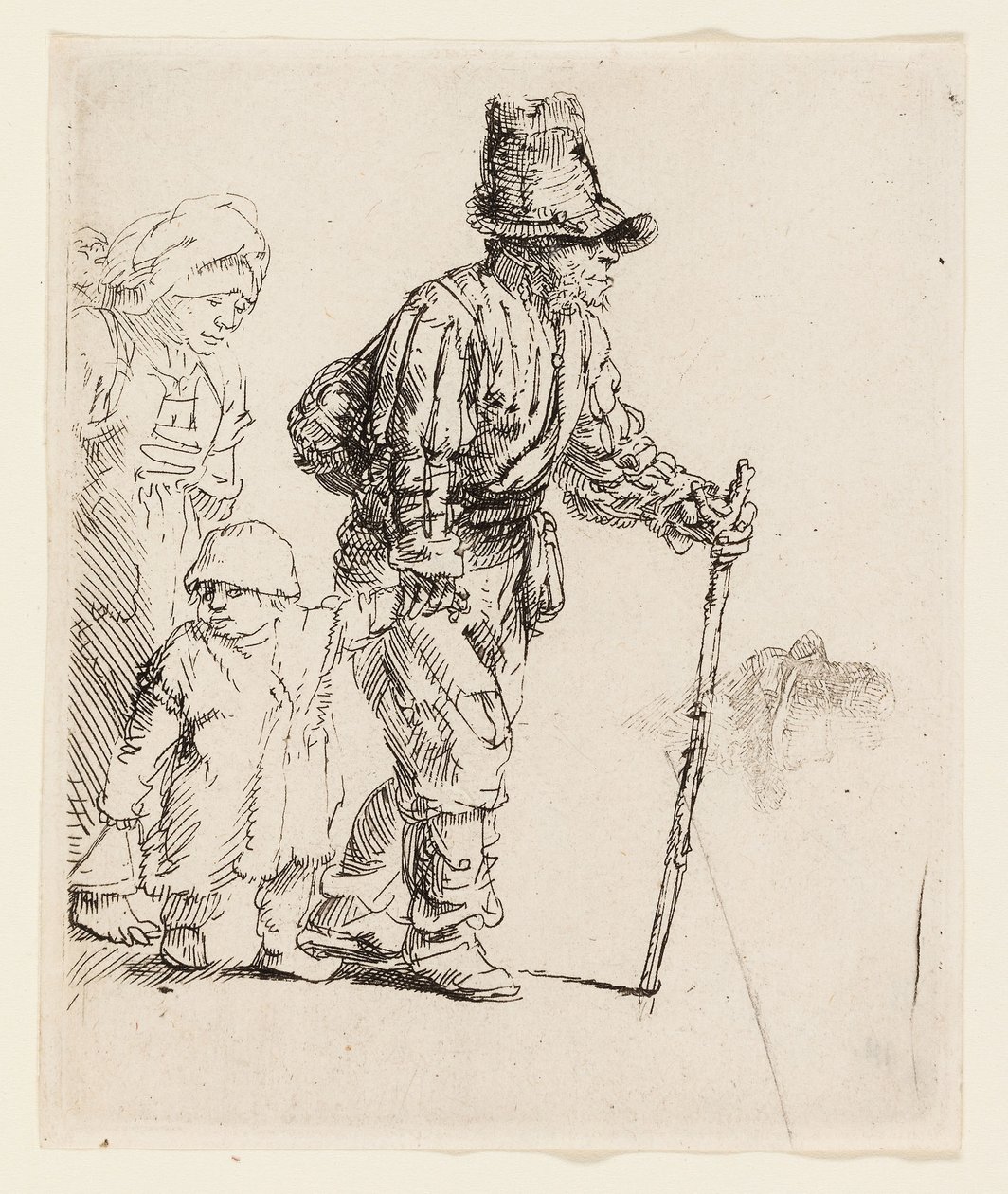 Bondefamiljen på luffaren, ca 1652 (etsning på krämlagt papper) av Rembrandt Harmensz. van Rijn