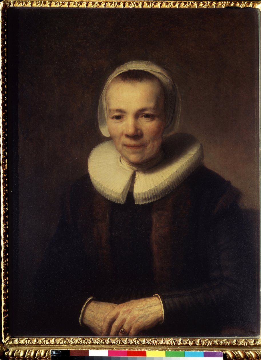 Porträtt av Baartje Martens Doomer (Porträtt av Baartje Martens-Doomer). Peinture de Harmenszoon van Rijn denna Rembrandt (1606-1669) av Rembrandt Harmensz. van Rijn