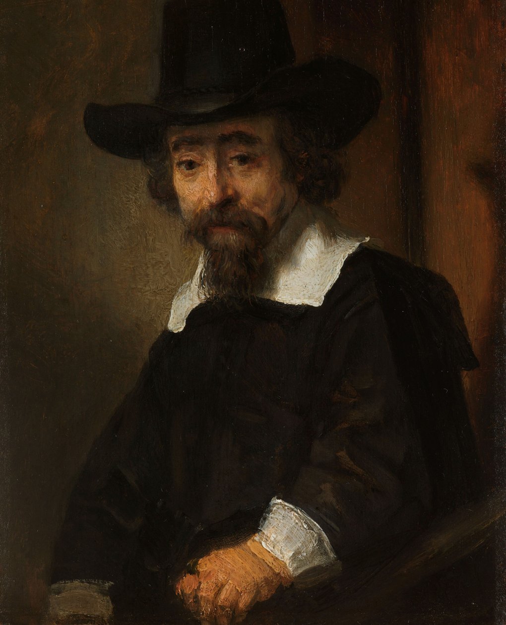 Porträtt av en man, tros vara Dr. Ephraim Well av Rembrandt van Rijn