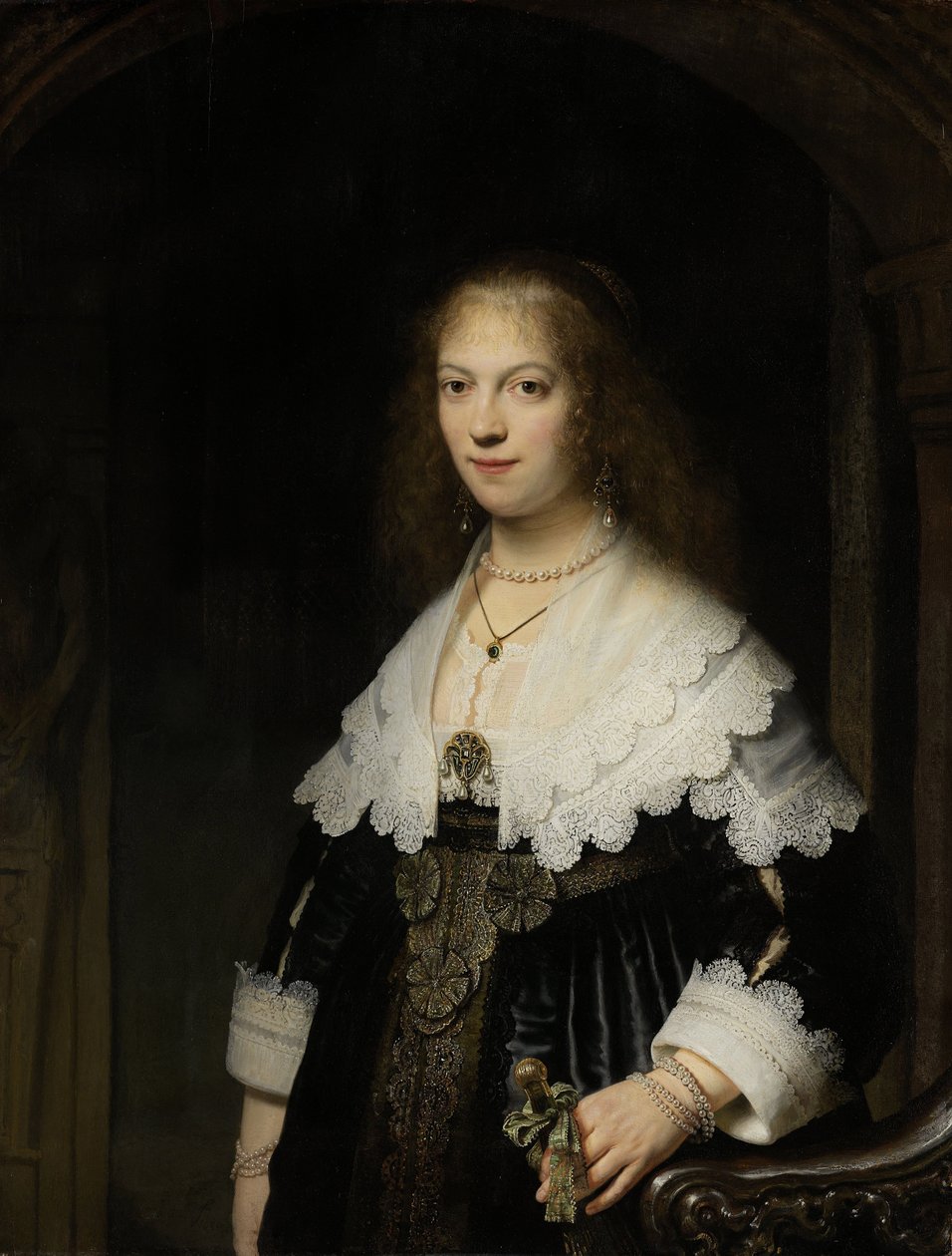 Porträtt av en kvinna, möjligen Maria Trip av Rembrandt van Rijn