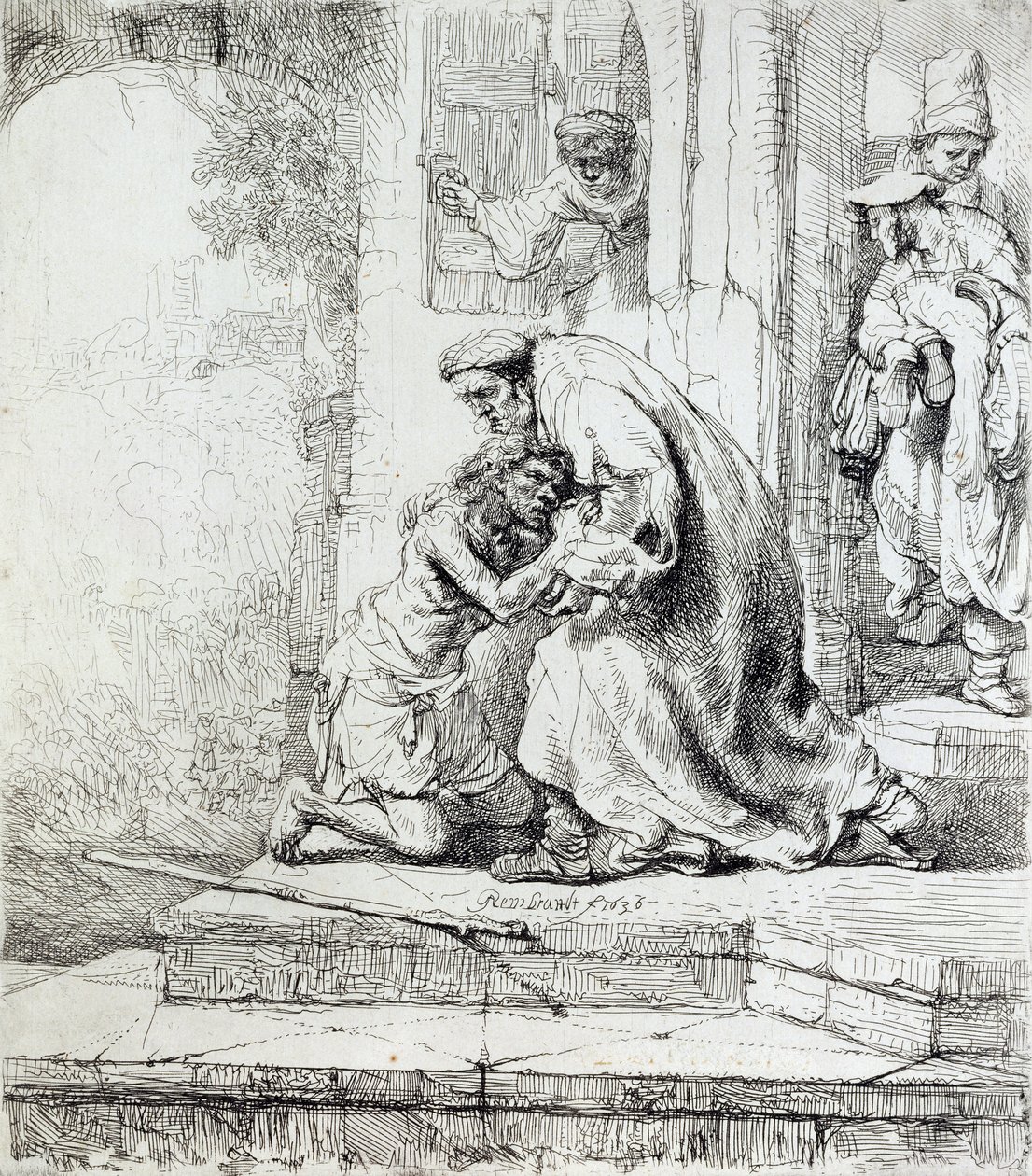 Return of the Prodigal Son (penna och bläck på papper) av Rembrandt van Rijn
