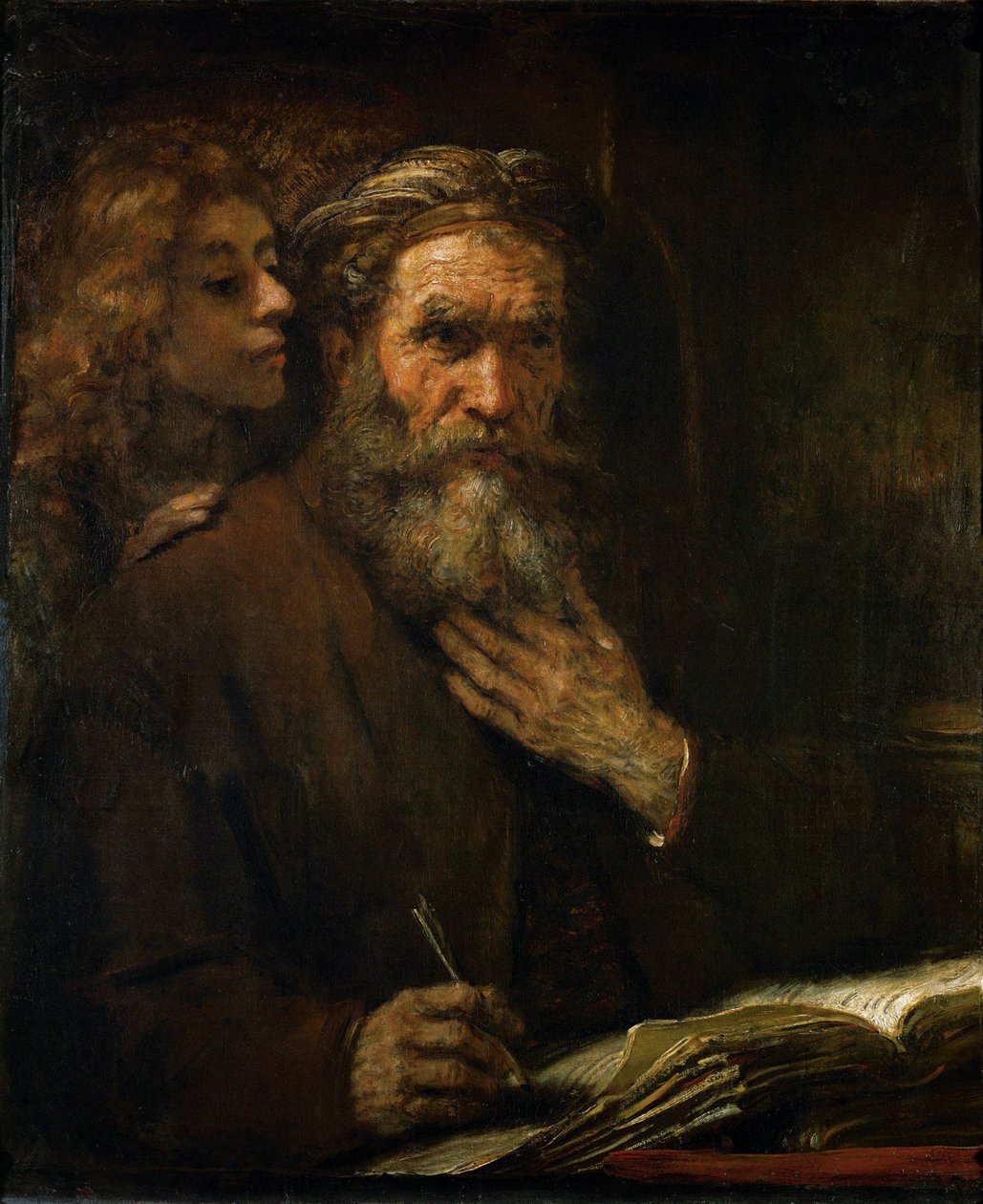 Sankt Matteus inspirerad av en ängel ... av Rembrandt Harmensz. van Rijn
