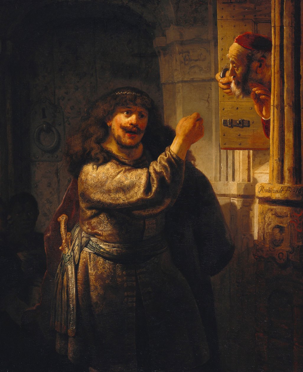 ""Samson hotar son beau-pere"" (Samson hotade sin svärfar) Peinture de Rembrandt van Rhijn (1606-1669) 1635 Staatliche Museen, Berlin av Rembrandt van Rijn