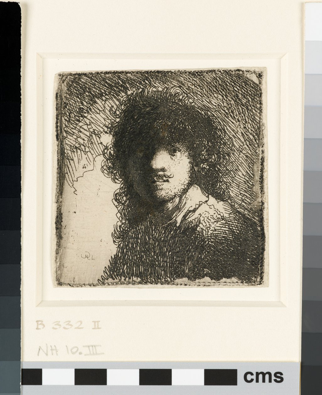 Självporträtt barhuvad: byst, ca 1629 (etsning) av Rembrandt van Rijn