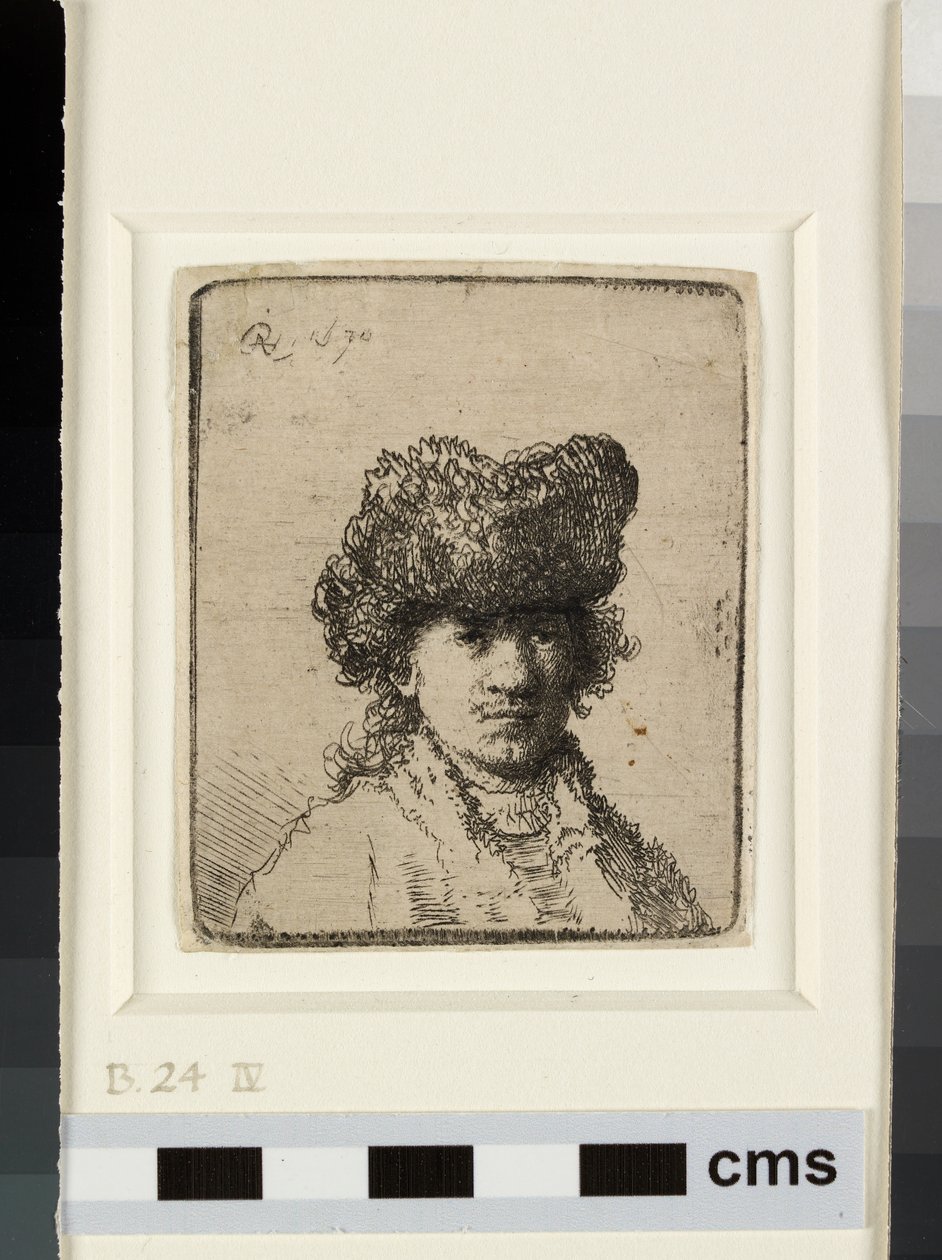 Självporträtt i pälsmössa av Rembrandt van Rijn