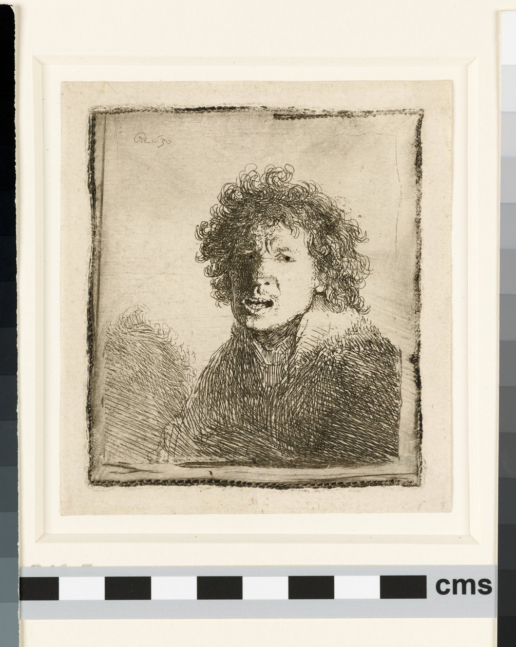 Självporträtt med öppen mun av Rembrandt van Rijn