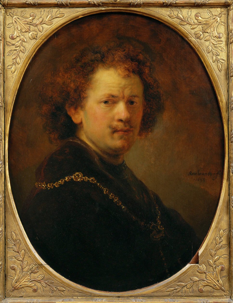 Självporträtt med blottat huvud... av Rembrandt Harmensz. van Rijn