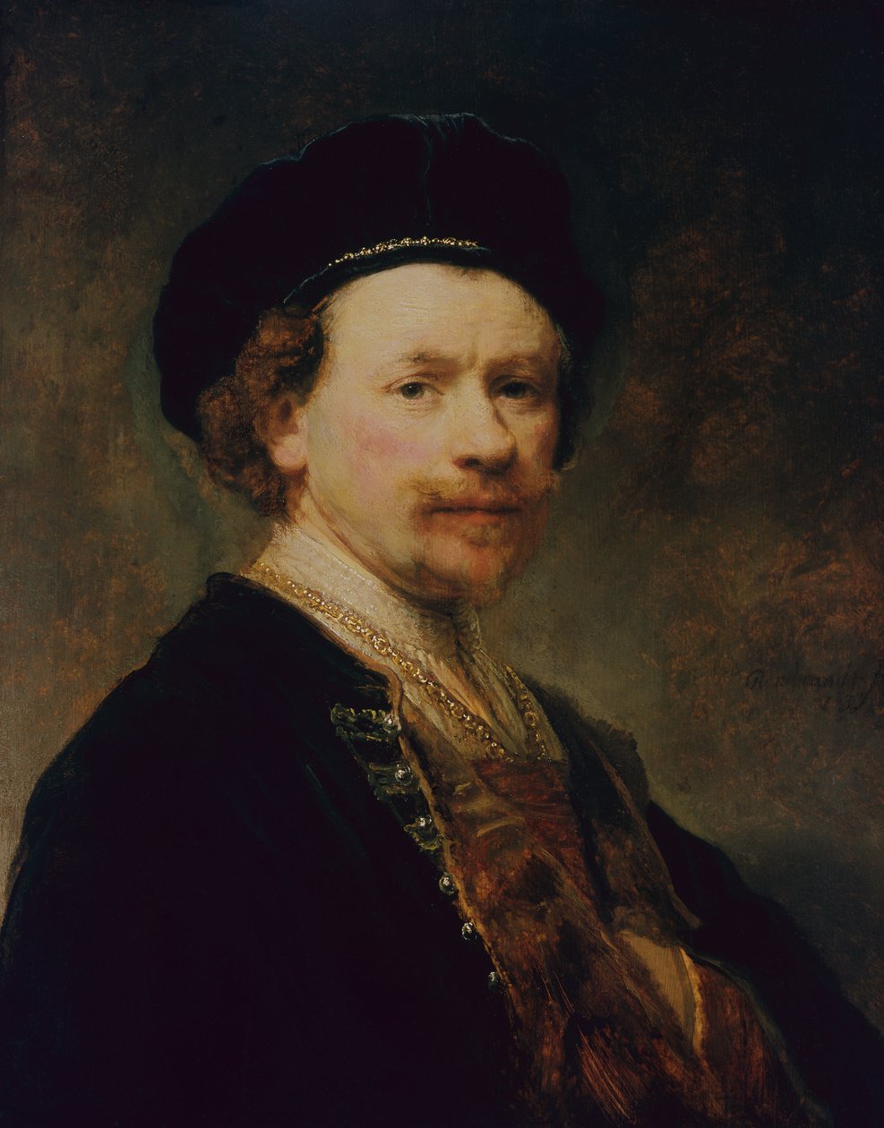 Självporträtt, ca 1636-8 (olja på panel) av Rembrandt Harmensz. van Rijn