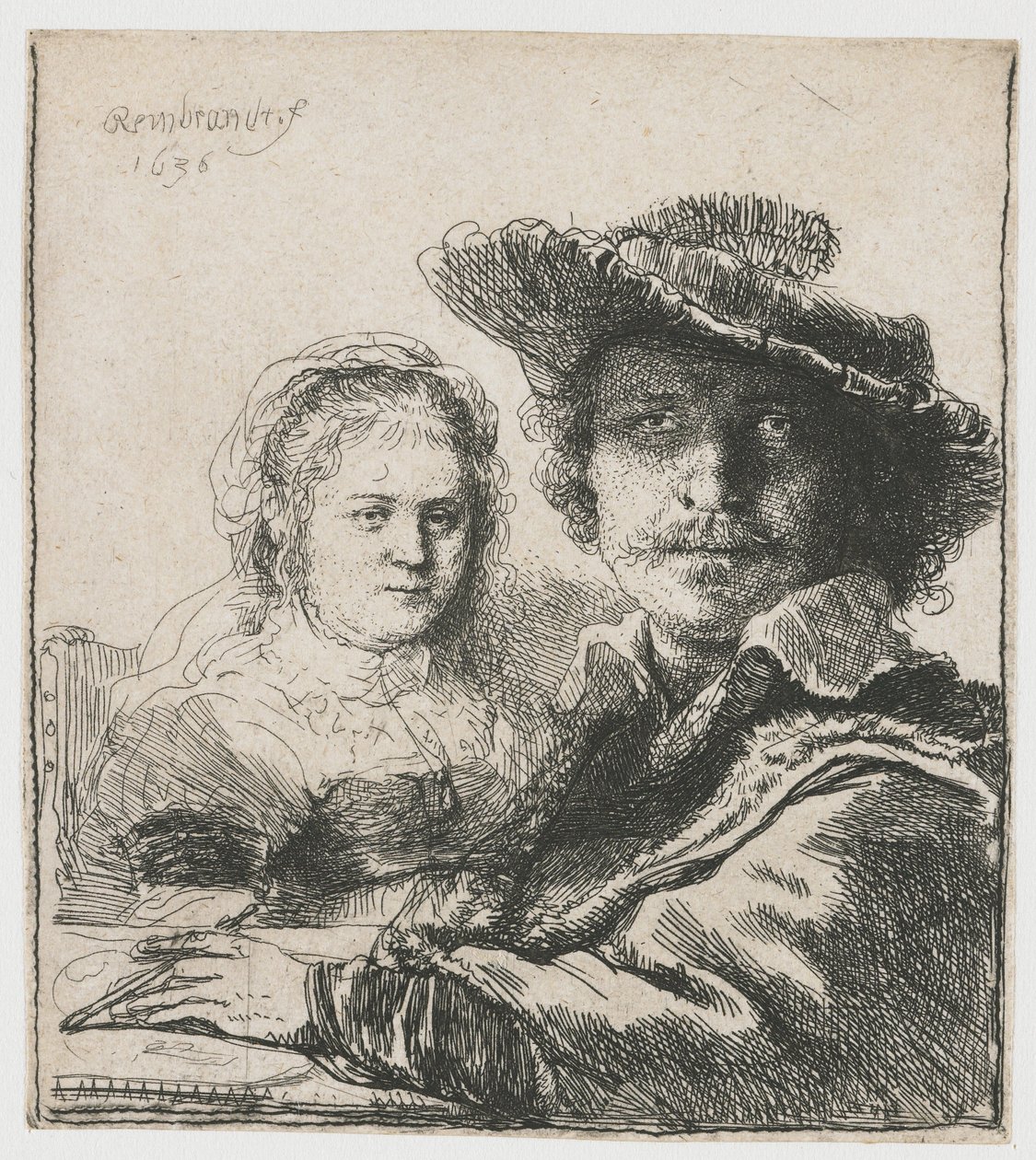 Självporträtt med Saskia av Rembrandt Harmensz. van Rijn