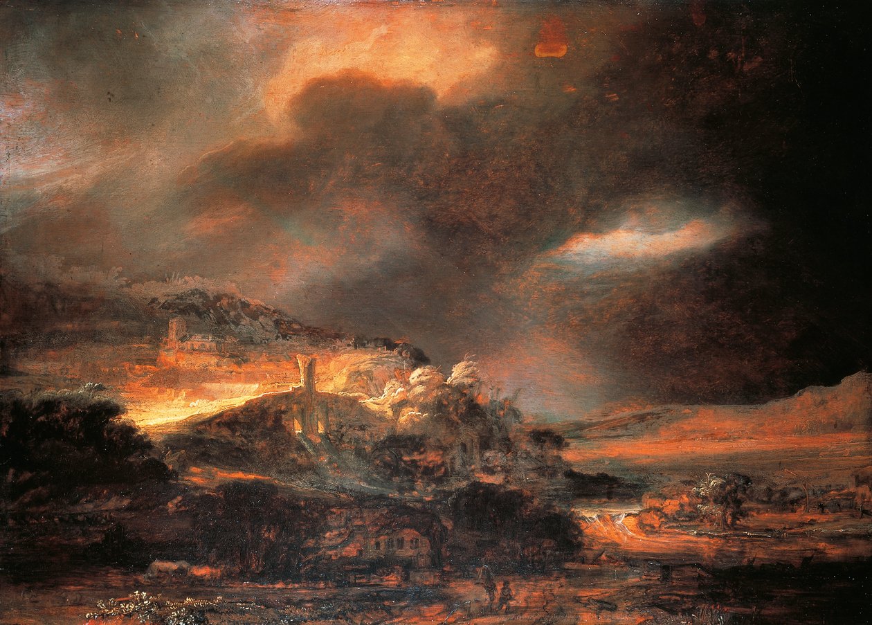 Stormigt landskap, ca 1637/38 (olja på panel) av Rembrandt Harmensz. van Rijn