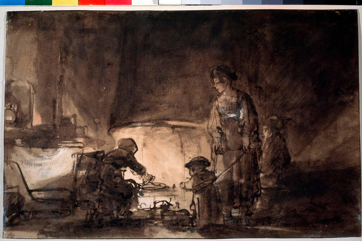 Köket i Rembrandts hus av Rembrandt van Rijn